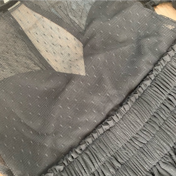 EXPRESS Sheer Cinched-Waist Peplum Top 🖤 - Picture 5 of 9